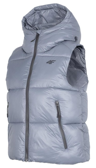 4F Γυναικείο αμάνικο μπουφάν με κουκούλα μωβ